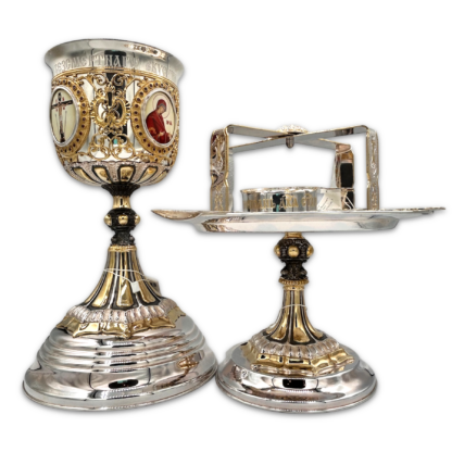 Chalice Kit with Jewels .75L - Gold and Silver Plated, Sterling Silver Cup - Image 2