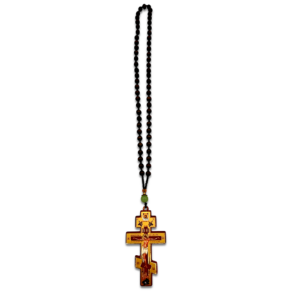 Hanging Car Cross - 3 Bar with wooden Beads - Image 2