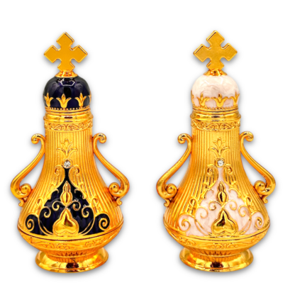 Small Holy Oil Vessel for Anointing with enamel